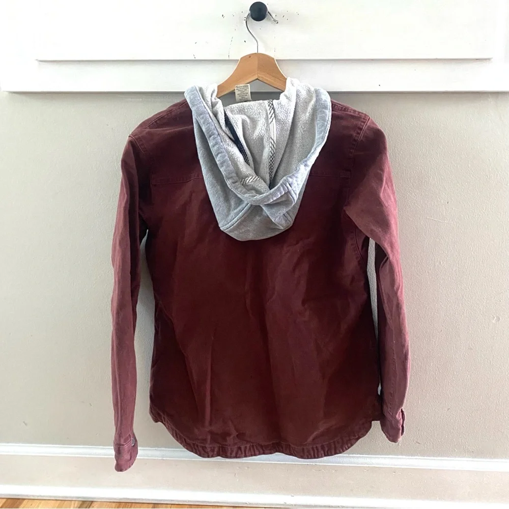 Duluth Trading Women's DuluthFlex Fire Hose Lined Shirt Jac Brown Hood Size XS